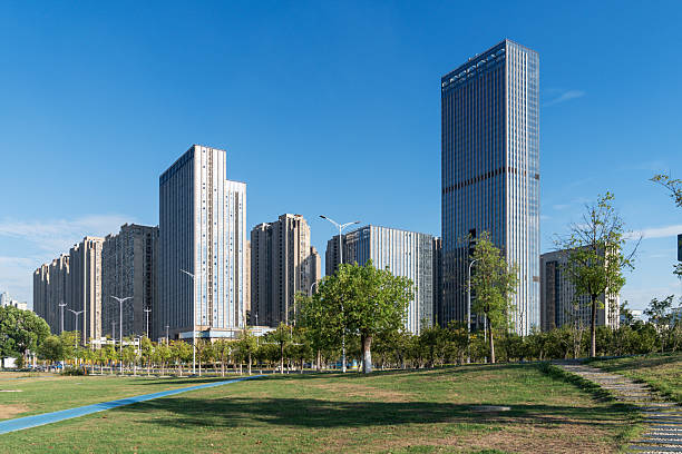 istock city park with modern building background in shanghai 2250287057