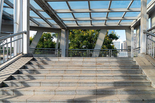 railing and stairs of pedestrian overpass