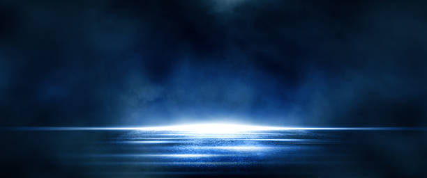 istock Background blue street with smoke.Empty wall scene background.Empty asphalt scene with blue rays. 2250295670