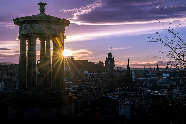 istock Edinburgh Skyline and Dugald Stewart Monument at Golden Hour 2250299113