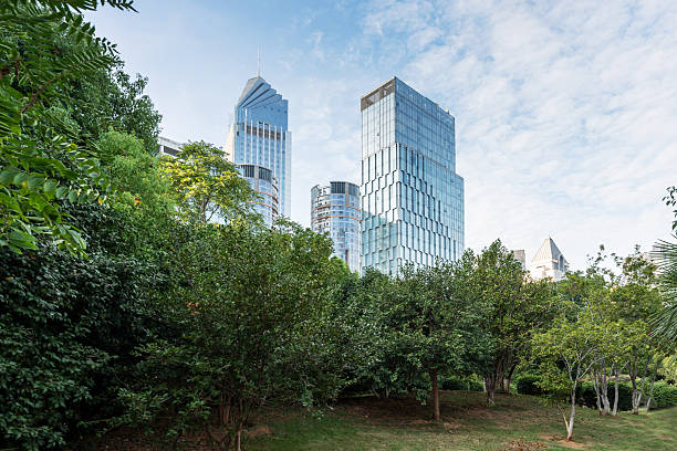 istock city park with modern building background in shanghai 2250304409