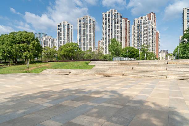 istock empty, modern square and skyscrapers in modern city 2250307384