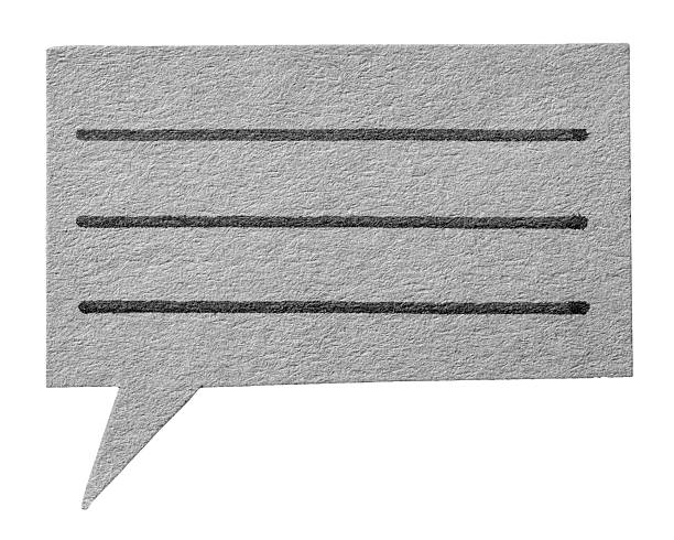 Isolated gray ruled paper speech bubble with lines for copy space for text on white background design element