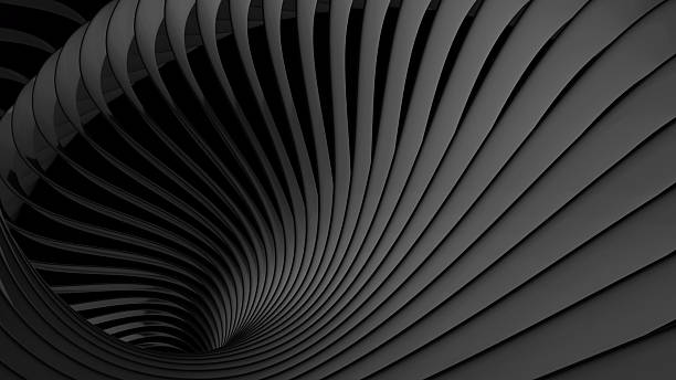 istock Abstract dark gray background, wavy spiral stripes pattern, architectural minimal wallpaper. 2250317472