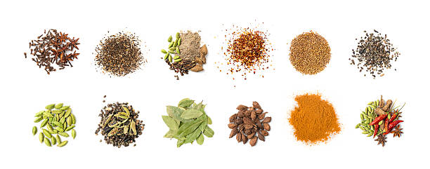 istock Various spices isolated. Dry indian seasoning collection, assorted condiment set, spice herbs 2250320677