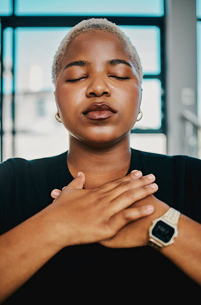 istock Focused Young Black Woman Practicing Mindful Breathing Indoors 2250325535