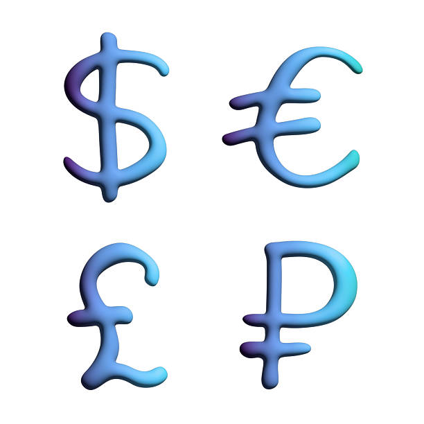 3d multiple currencies symbol set Dollar euro pound ruble