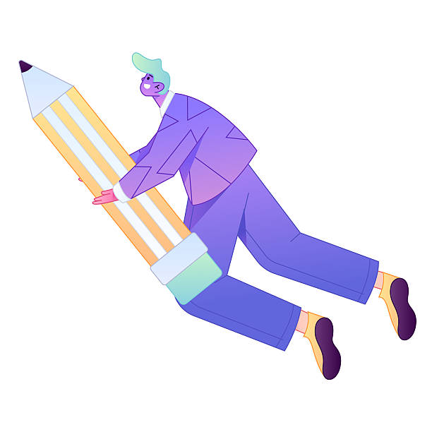 istock Figure holding a fountain pen writing, drawing, creating sketches, hand-drawn illustrations 2250328105