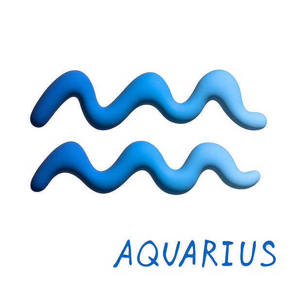 3d aquarius zodiac sign Astrology clipart Element for design
