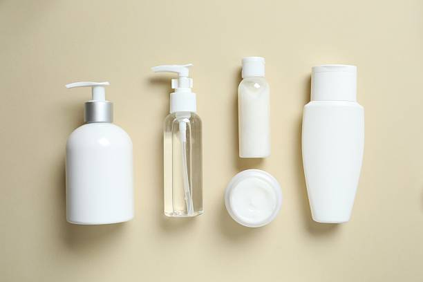 istock Natural cosmetic products on color background, top view 2250329265