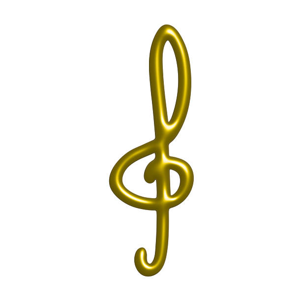 3d treble clef. Hand drawn musical symbol. Single element for print, web, design, decor, logo