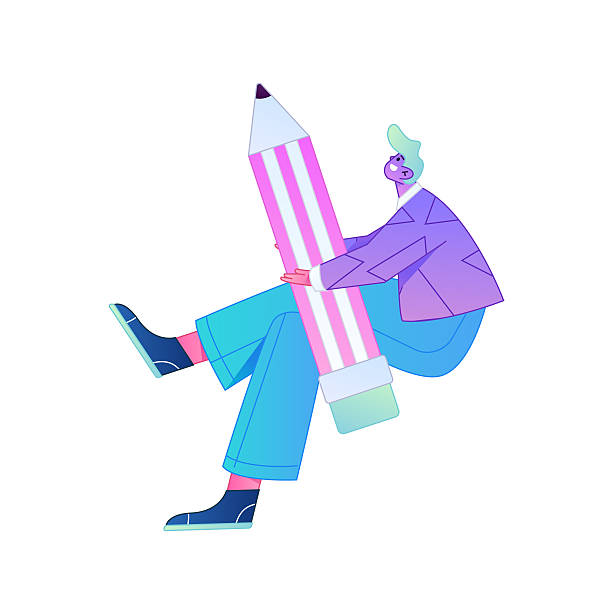 istock Figure holding a fountain pen writing, drawing, creating sketches, hand-drawn illustrations 2250333021