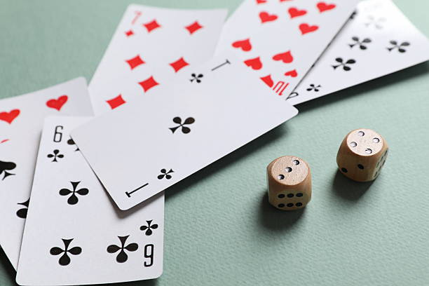 istock Playing cards on color background, top view. Gambling concept 2250334597