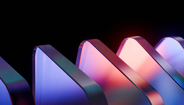 istock Abstract image of colorful, reflective geometric shapes against dark background, creating futuristic and vibrant visual effect 2250338539