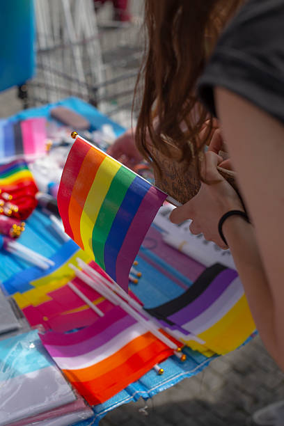 festive and vivid decorations including silk flags bring cheerful ambiance to local marketplace