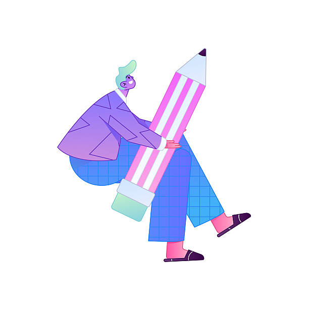 istock Figure holding a fountain pen writing, drawing, creating sketches, hand-drawn illustrations 2250341490