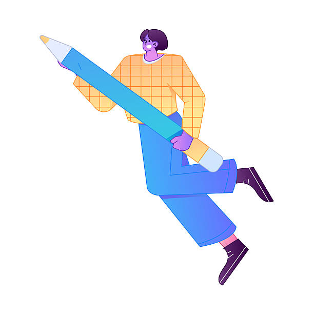 istock Figure holding a fountain pen writing, drawing, creating sketches, hand-drawn illustrations 2250342851