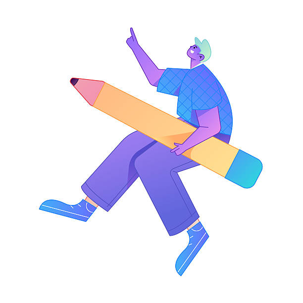 istock Figure holding a fountain pen writing, drawing, creating sketches, hand-drawn illustrations 2250346488