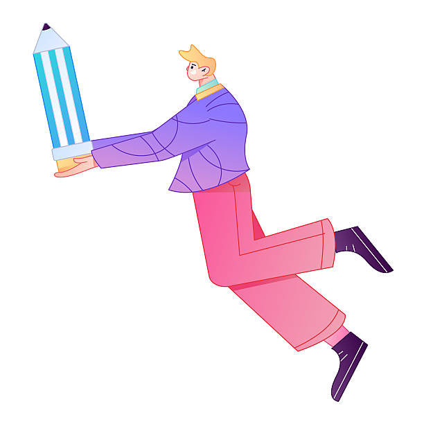 istock Figure holding a fountain pen writing, drawing, creating sketches, hand-drawn illustrations 2250346489
