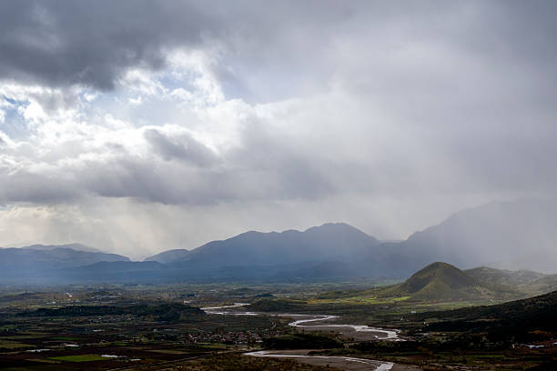 Rainy autumn colors of the Thessalian valley around Meteora