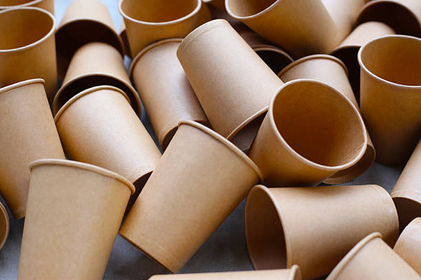 istock Brown paper cups, disposable glass 2250352366