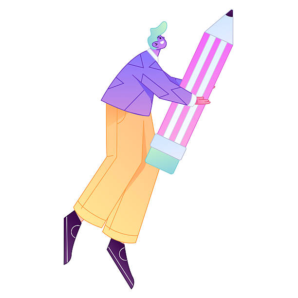 istock Figure holding a fountain pen writing, drawing, creating sketches, hand-drawn illustrations 2250353277