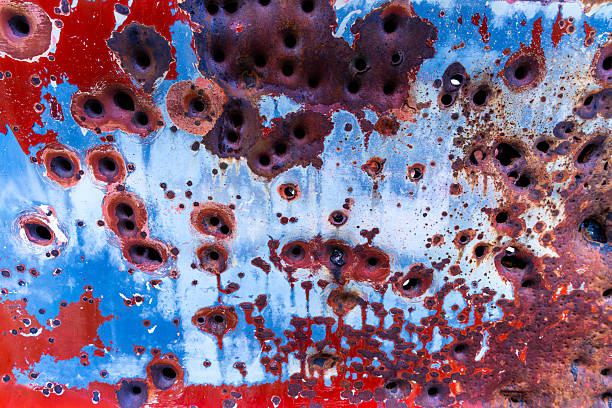 Old weathered distressed metal suitable as abstract art or background image.