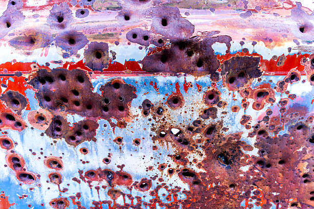Old weathered distressed metal suitable as abstract art or background image.