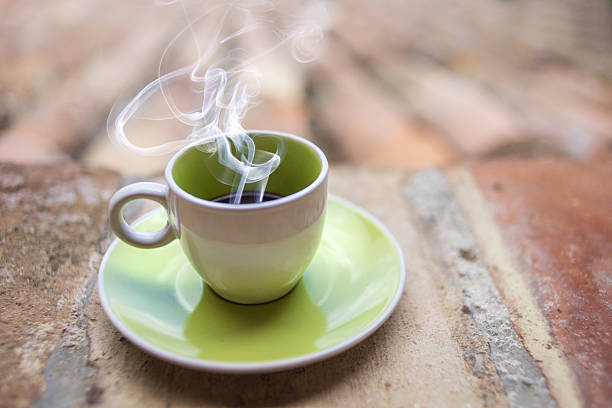 Steaming cup of coffee