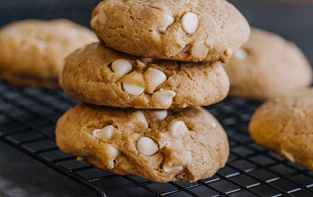 istock Close-Up Thick White Chocolate Cookies stacked 2250361651