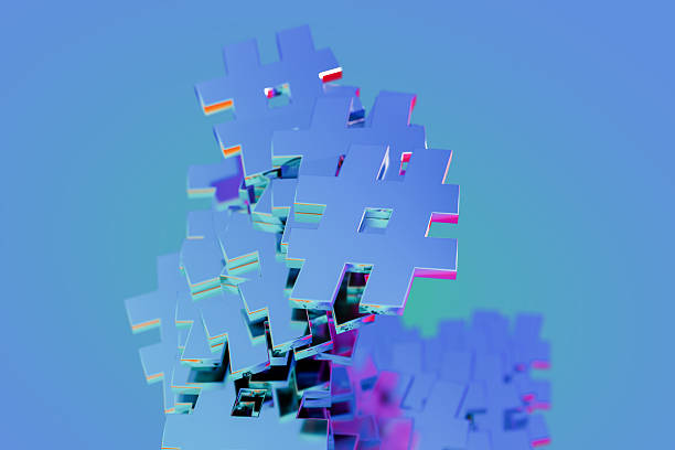 istock Reflective hash signs (#) on a heap. Concept for 