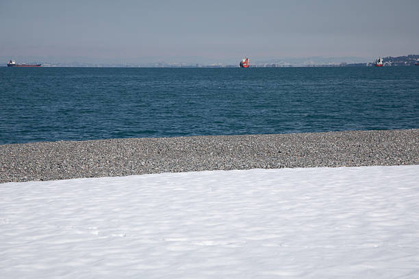 Icebreaker ship on the ice in the sea.,3d render