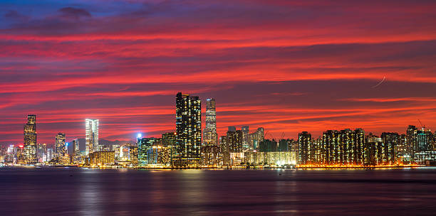 istock Rosy clouds nightscape across Victorial Dockside from Kai Tak Cruise Terminal 2250367357