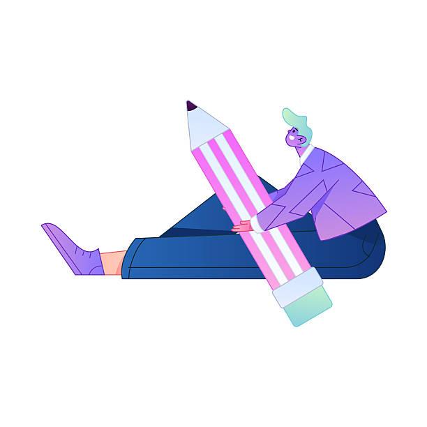 istock Figure holding a fountain pen writing, drawing, creating sketches, hand-drawn illustrations 2250367418