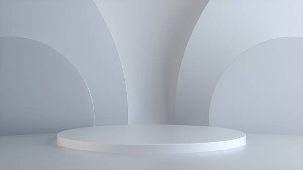 istock 3D Minimalist White Podium with Soft Curved Architectural Background 2250368015