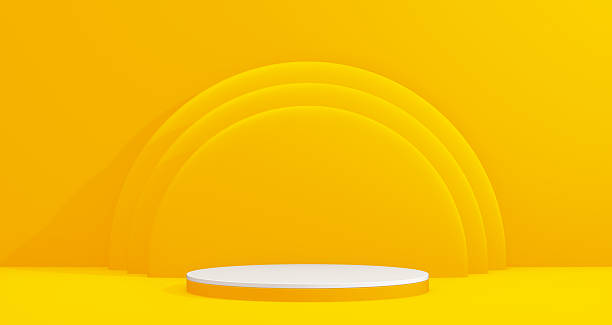 istock 3D Minimalist White Podium on Vibrant Yellow Background 2250368027