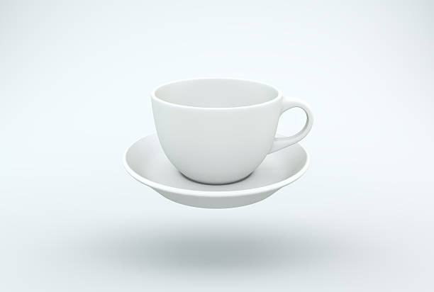 istock Minimalist 3D Floating White Coffee Cup and Saucer 2250368034