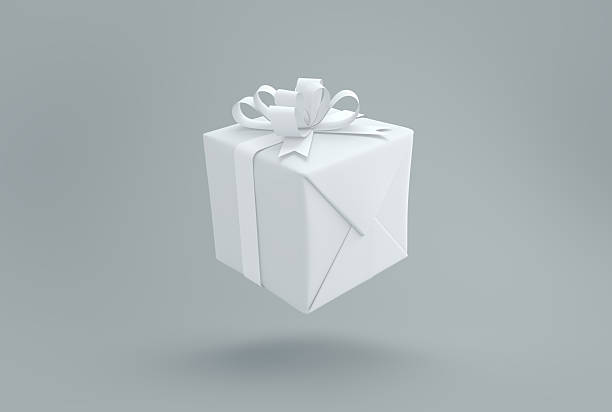 istock White 3D Gift Box with Ribbon Floating in Minimal Studio 2250368175