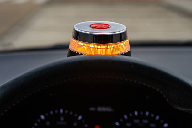istock V16 Beacon, Magnetic Emergency Warning Light for a Disabled Vehicle. V16 Emergency LED Light, Vehicle Interior. 2250369071