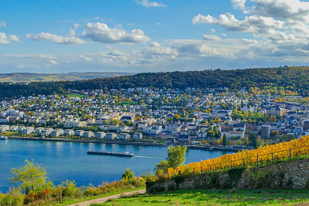 istock River Rhine with Freight Ship between Bingen and Ruedesheim Germany 2250370317