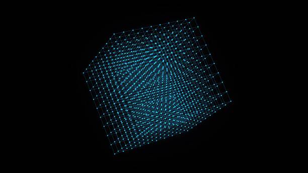 Technology Plexus Cube of lines and dots. Computer generated 3d render