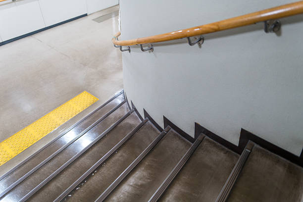Metal walkway on a spiral staircase