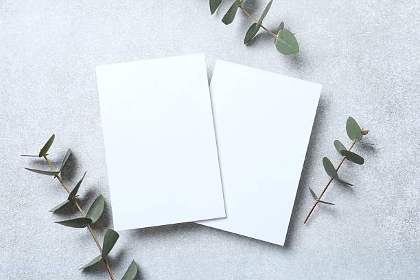 istock Romantic flat lay witn paper envelope, blank card, eucalyptus branches on marble. Ideal for wedding invitations, event announcements, or feminine branding 2250393389
