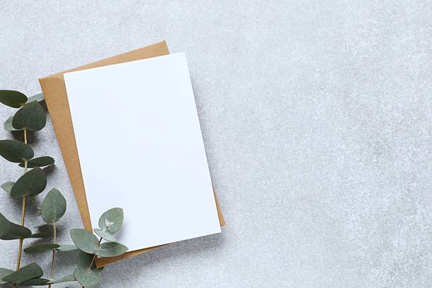 istock Romantic flat lay witn paper envelope, blank card, eucalyptus branches on marble. Ideal for wedding invitations, event announcements, or feminine branding 2250393405