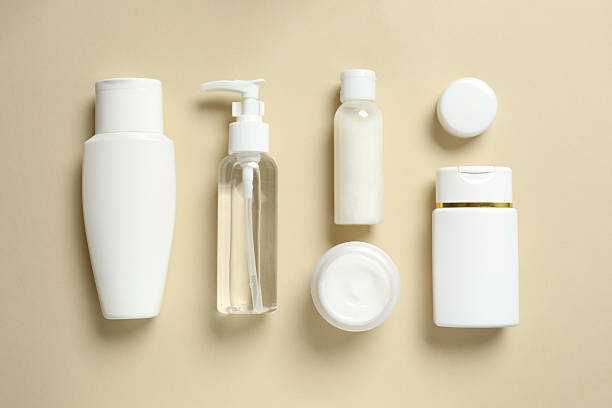 istock Natural cosmetic products on color background, top view 2250395270
