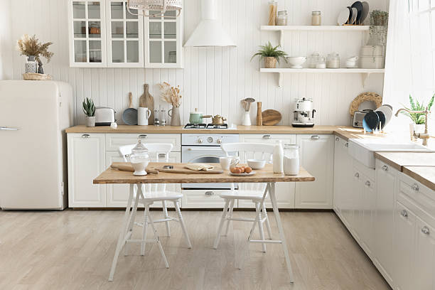istock Cozy interior of light well equipped spacious modern home kitchen 2250399382