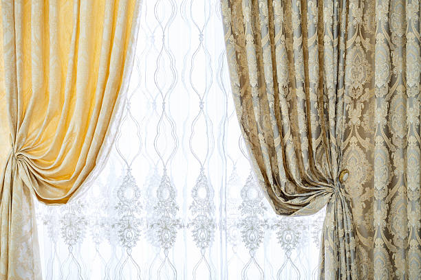 istock Window curtains, vintage curtains for the apartment 2250400564