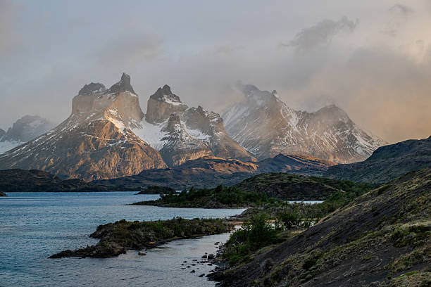 Towers at sunrise, Torres del Paine National Park, Patagonia, Chile