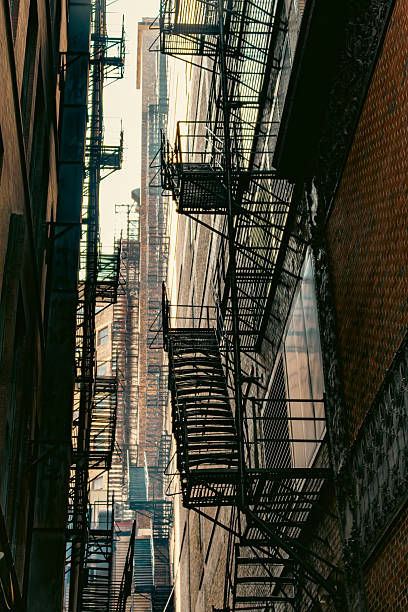 istock alleyway in chicago with fire escapes 2250407899