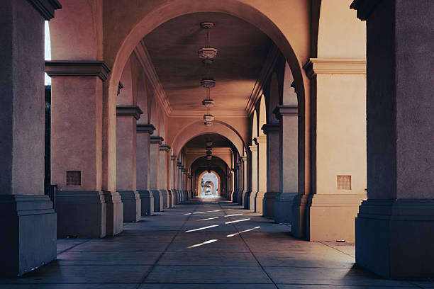 Long narrow corridor of concrete building